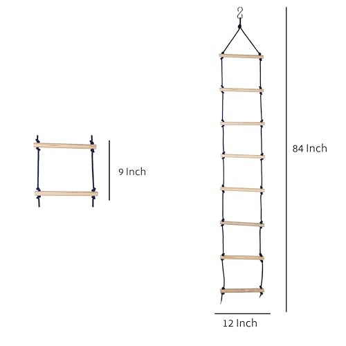 VIXERA Rope Ladder for Kids | Climbing Stairs for Kids | Wooden Ladder for Kids for Physical Activity | Indoor Outdoor Games for Kids Ninja - Image 4