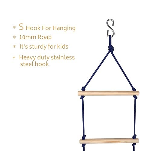 VIXERA Rope Ladder for Kids | Climbing Stairs for Kids | Wooden Ladder for Kids for Physical Activity | Indoor Outdoor Games for Kids Ninja - Image 3