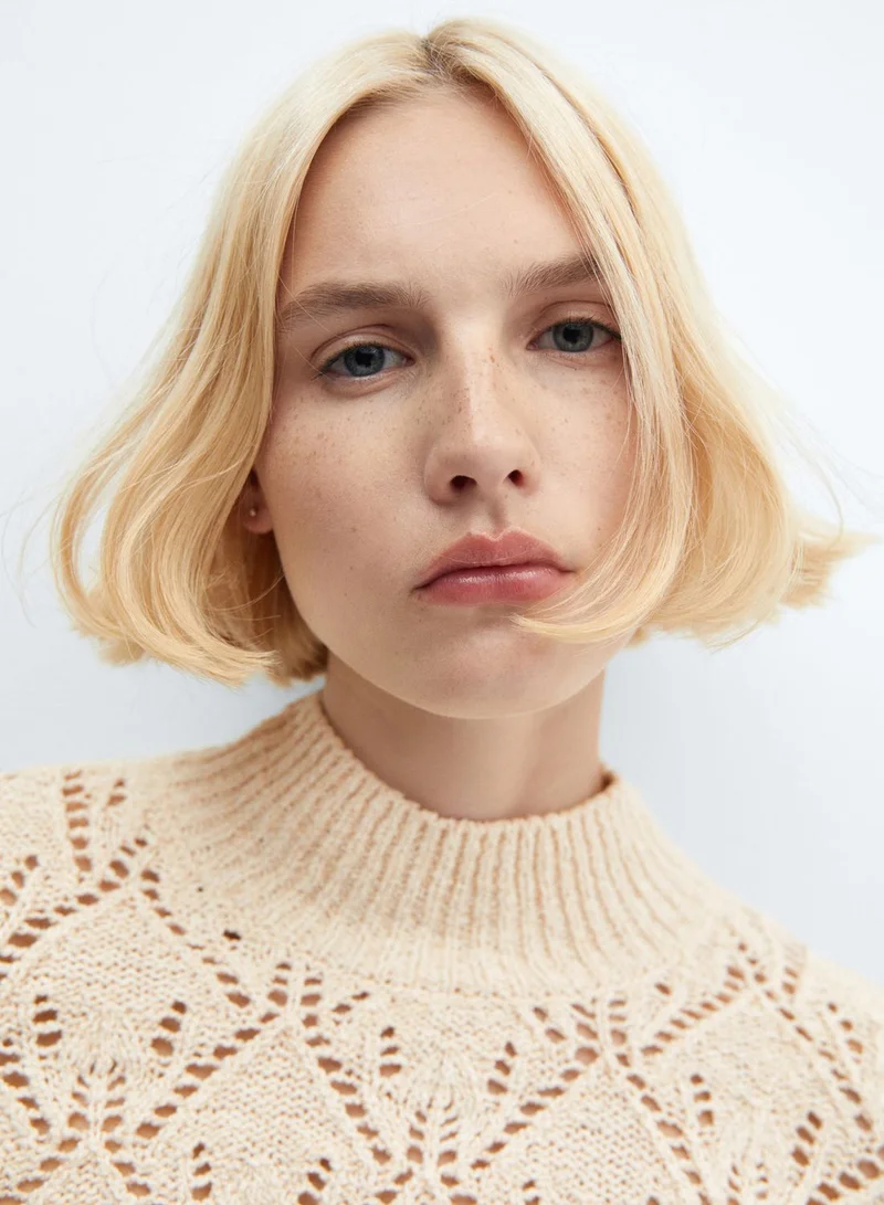 MANGO High Neck Openwork Sweater