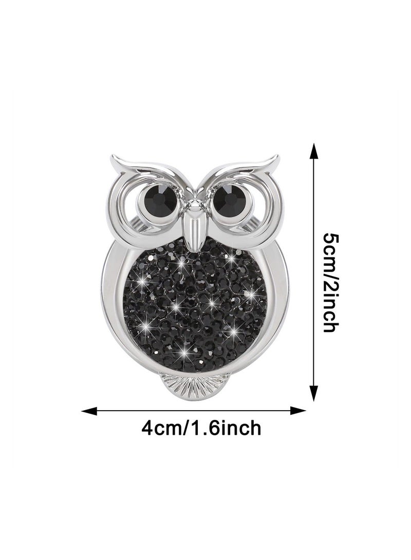 Car Push Start Button Cover Cute Bling Crystal Car Engine Start Stop Button Cover Car Engines Start Stop Accessories for Owl Car Interior Decoration Black Rhinestone Sticker - Image 2
