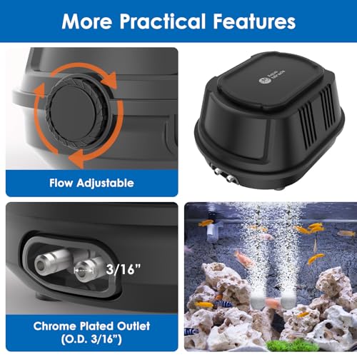AquaMiracle All-in-One Koi Pond Aerator for Outdoor Ponds up to 1800 Gallons, 2-Outlet Pond Air Pump Pond Deicer with Airline Tubing, Air Stones, Check Valves & Air Filter Pad - Image 4