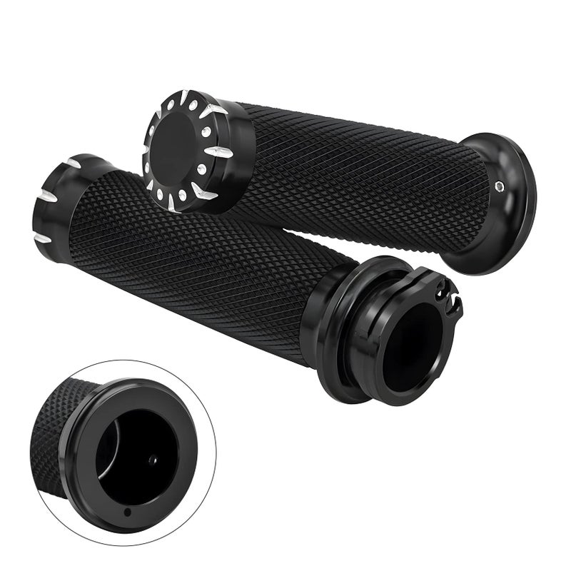 PBYMT 1" Motorcycle Hand Grips Compatible for Harley Honda Suzuki Yamaha Kawasaki (Black)