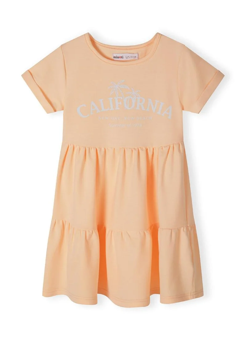 MINOTI Kids Girls Short Sleeve Fleece Tiered Dress
