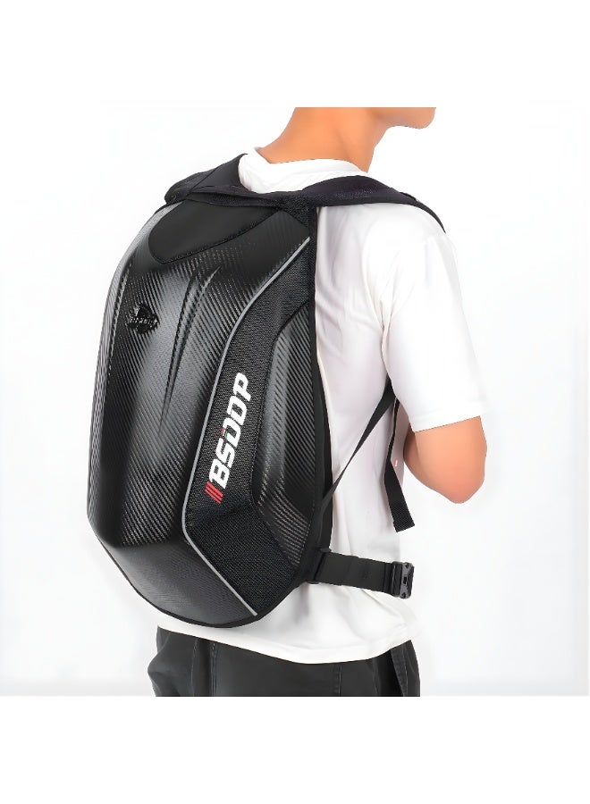 BSDDP Motorcycle Hard Shell Tank Bag Waterproof Carbon Fiber Design Riding Backpack with Reflective Strip Helmet Storage Travel Bag Black - Image 3