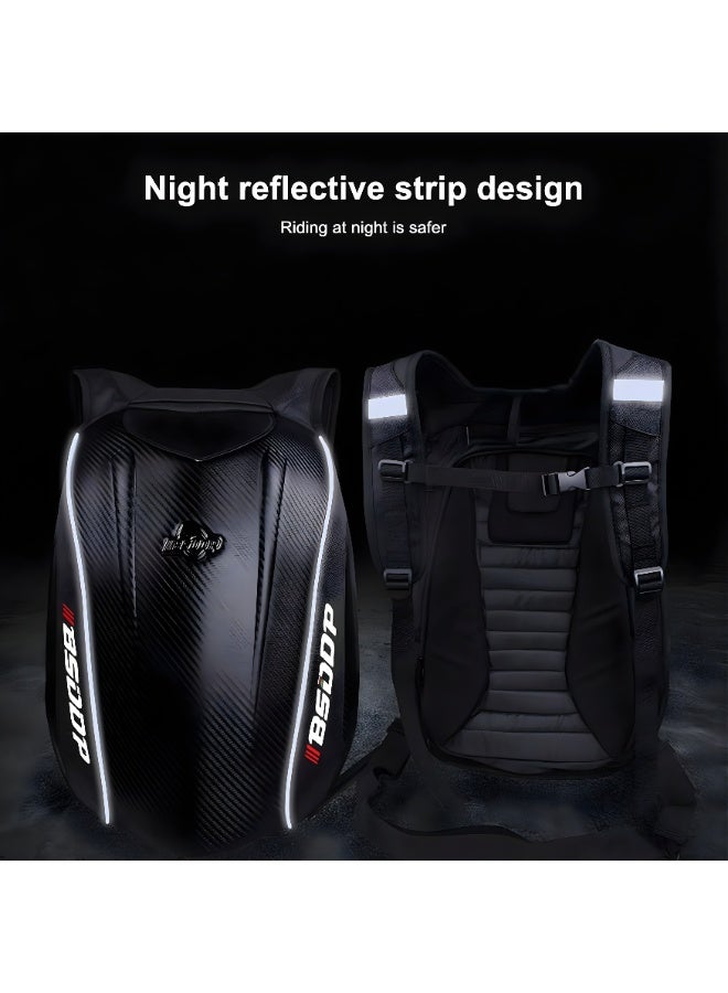 BSDDP Motorcycle Hard Shell Tank Bag Waterproof Carbon Fiber Design Riding Backpack with Reflective Strip Helmet Storage Travel Bag Black - Image 5