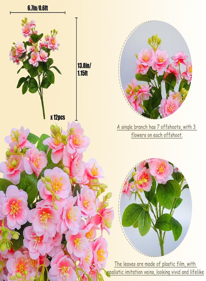 alyptus Artificial Flowers for Outdoors, 12 Bundles UV Resistant Spring Fake Flowers for Porch, Patio & Garden Decor - Realistic Outdoor Fake Plants with Lasting Color - Pink - Image 2