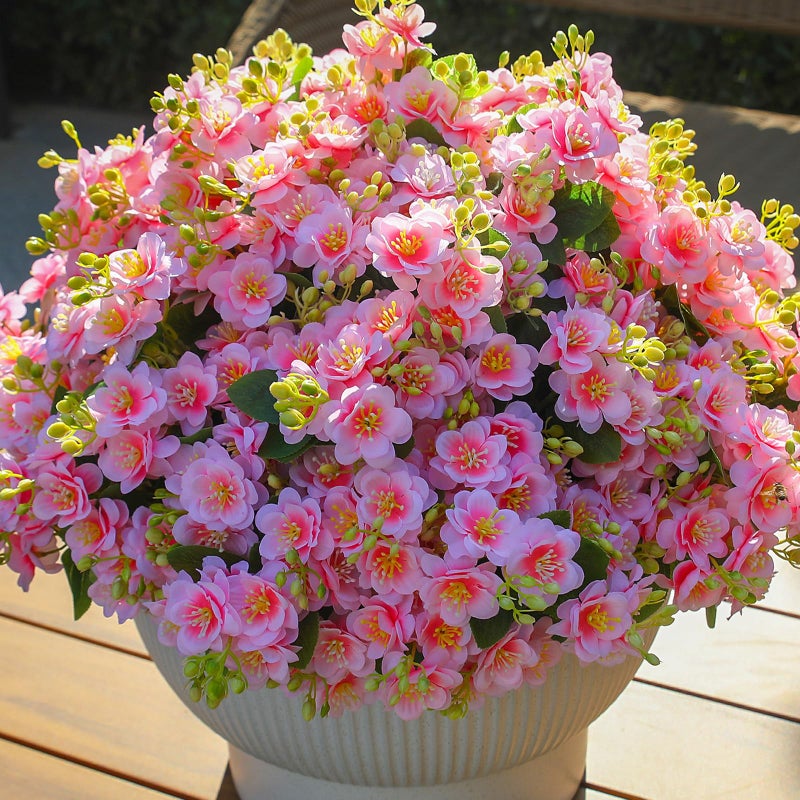 alyptus Artificial Flowers for Outdoors, 12 Bundles UV Resistant Spring Fake Flowers for Porch, Patio & Garden Decor - Realistic Outdoor Fake Plants with Lasting Color - Pink - Image 1