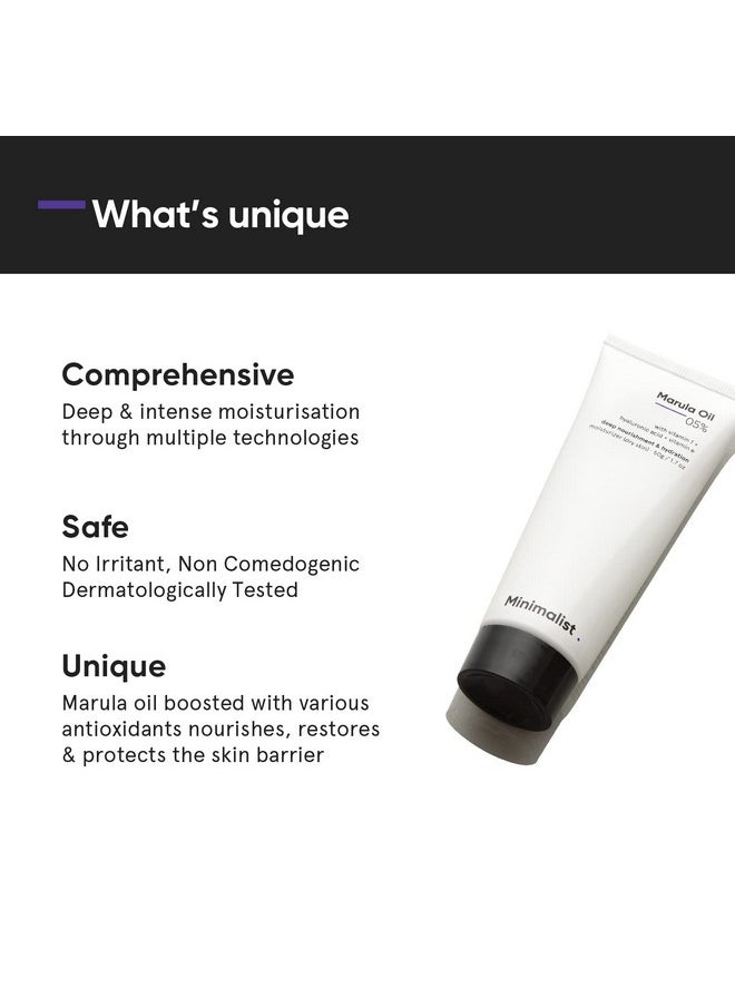 MINIMALIST Marula Oil 5% Face Moisturizer For Dry Skin With Hyaluronic Acid For Deep Nourishment & Hydration, For Men & Women  - Image 3