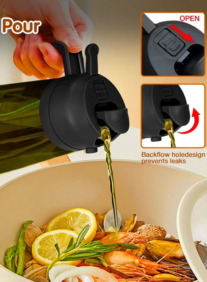 Chase Up 470ml Light-Blocking Dark Oil Sprayer for Cooking, 2 in 1 Olive Oil Dispenser Bottle for Kitchen, Amber Glass Oil Bottle, Oil Mister for Air Fryer, BBQ (DarkGreen Glass, 01_Black) - Image 2