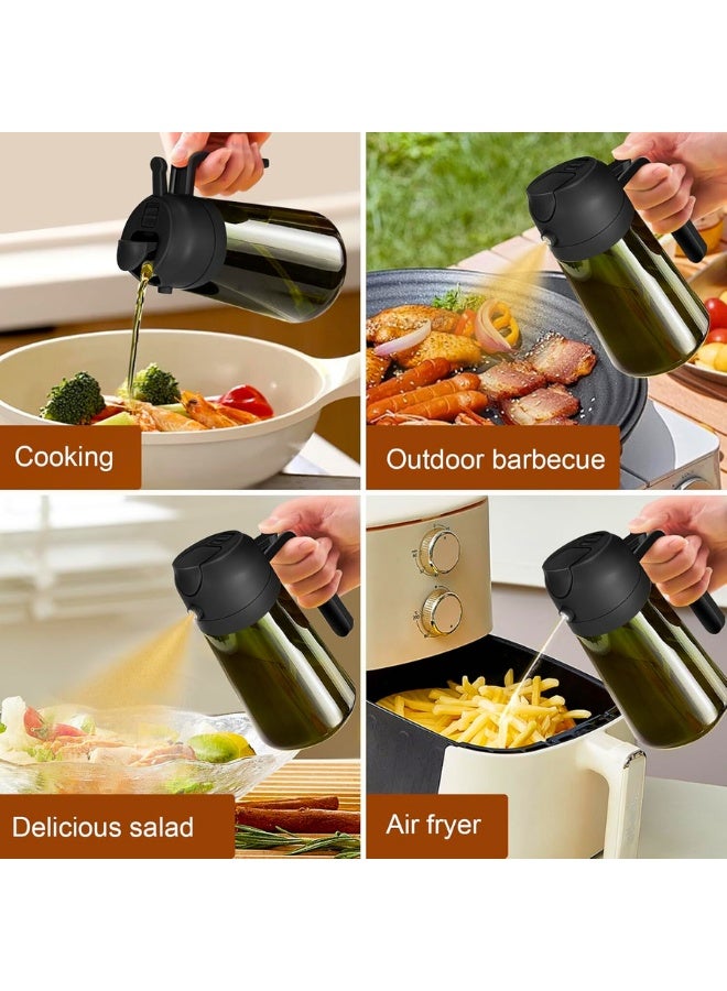Chase Up 470ml Light-Blocking Dark Oil Sprayer for Cooking, 2 in 1 Olive Oil Dispenser Bottle for Kitchen, Amber Glass Oil Bottle, Oil Mister for Air Fryer, BBQ (DarkGreen Glass, 01_Black) - Image 3