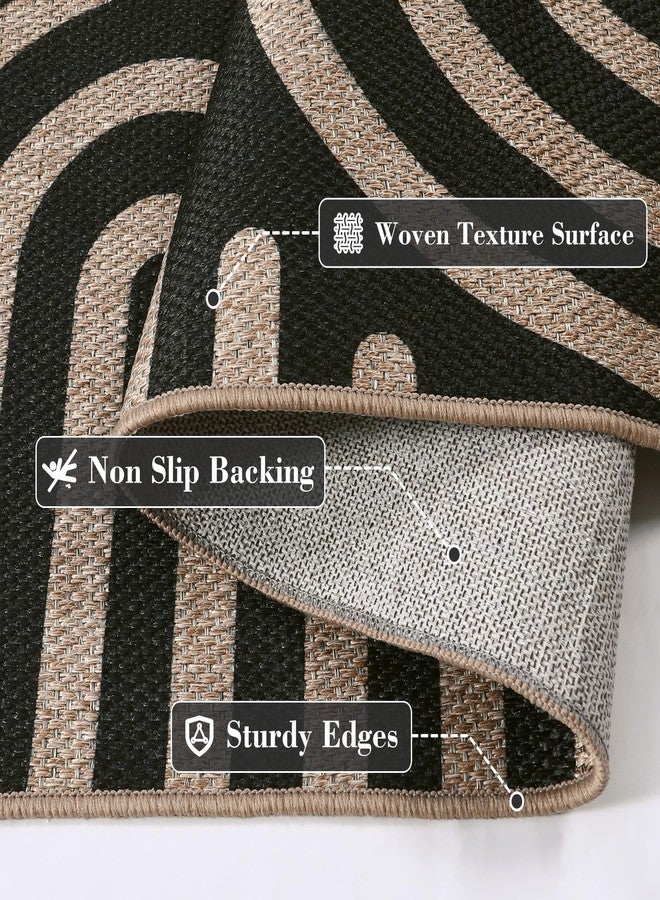 Wonnitar 3x5 Easy Jute Rugs for Entryway, Washable Abstract Black Outdoor Rug, Modern Rainbow Front Porch Decor Carpet Non Slip Front Door Mat for Farmhouse Patio Office Living Room - Image 5