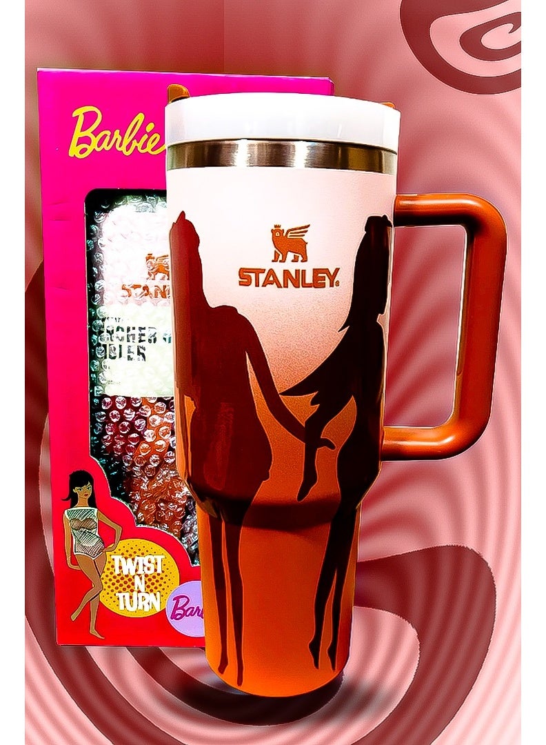Stanley x Barbie 40oz Tumbler  Stainless Steel Travel Mug with Reusable Straw BPA Free Eco Friendly and Dishwasher Safe Designed with Leakproof FlowState Lid and Double Wall Insulation to Keep Drinks Hot for 16 Hours and Cold for 24 Hours Slim Base Fits Most Car Cup Holders with Rugged Ergonomic Handle for Easy Use at Home Work Travel or On the Go - Image 4