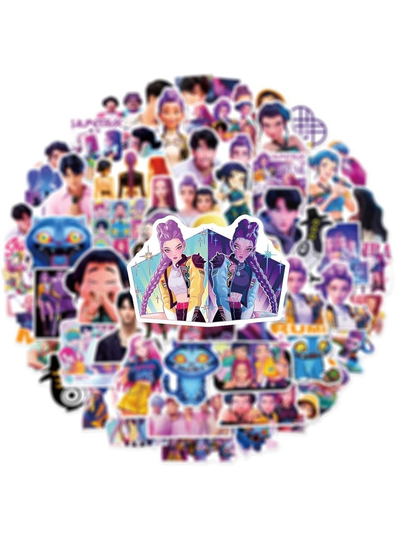 60Pcs Cute Demon Movie Hunters Stickers Cool Stickers, Vinyl Waterproof Character Sticker for Laptop, Guitar, Water Bottle, Birthday Gifts for Girls, Kids, Teens (60) - Image 1