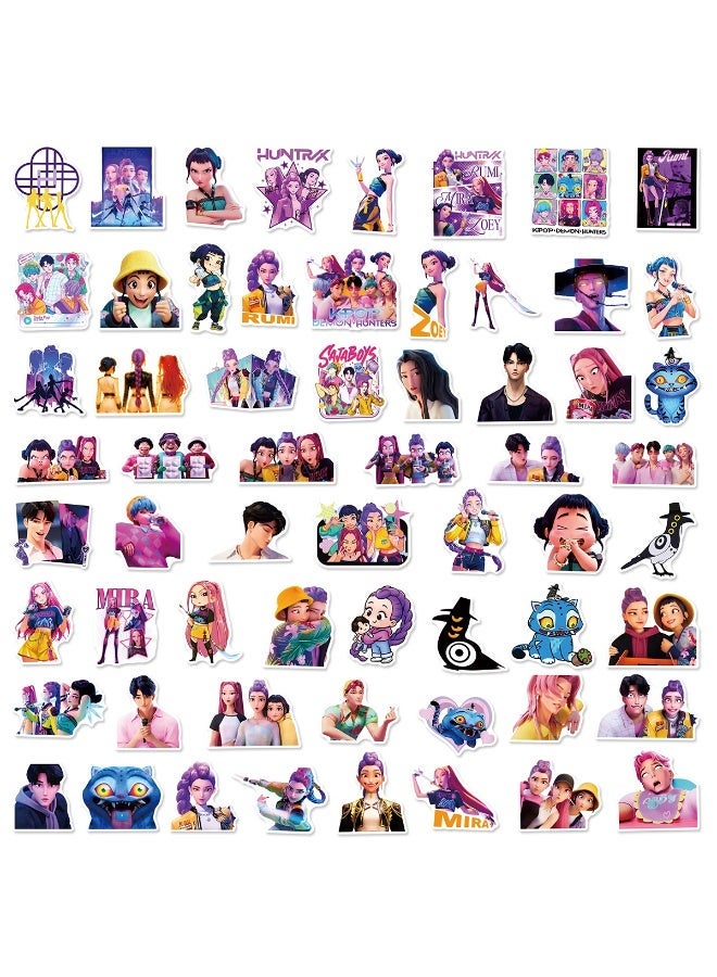60Pcs Cute Demon Movie Hunters Stickers Cool Stickers, Vinyl Waterproof Character Sticker for Laptop, Guitar, Water Bottle, Birthday Gifts for Girls, Kids, Teens (60) - Image 2
