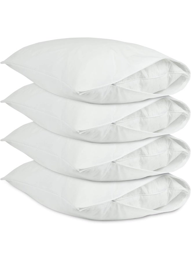 Bare Cotton BC Luxury Hotel Bedding Quality Collection, Ultra Soft dust Proof Plain Pillow Protector | Pillow Cover with Zipper, Soft & Comfortable for Hair and Skin, Queen Size, 4 Pack Set  - Image 1