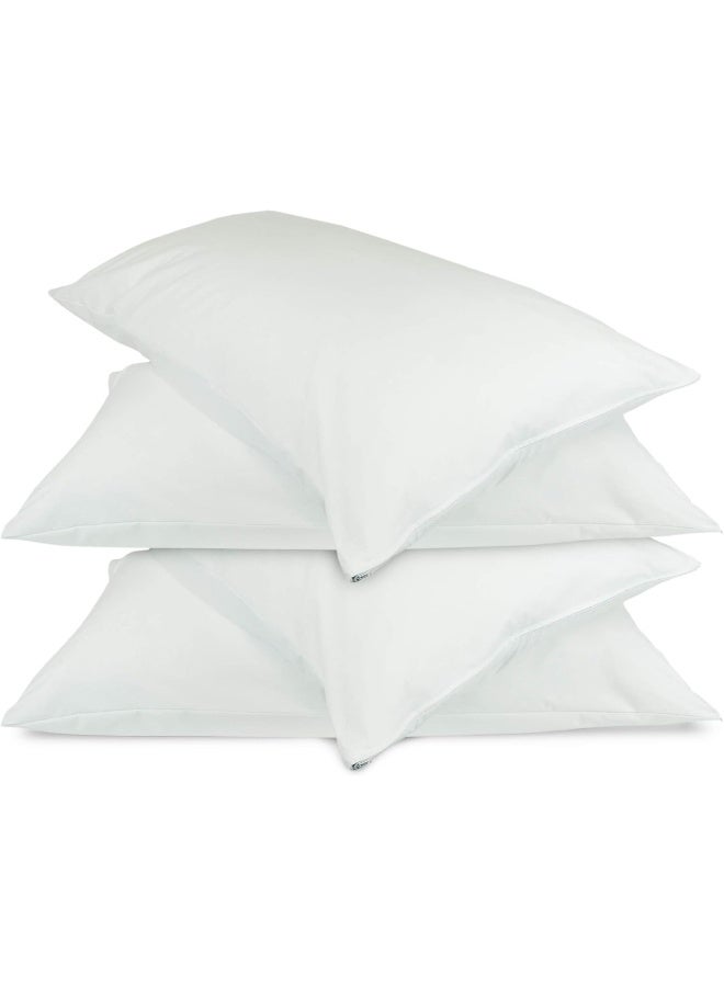 Bare Cotton BC Luxury Hotel Bedding Quality Collection, Ultra Soft dust Proof Plain Pillow Protector | Pillow Cover with Zipper, Soft & Comfortable for Hair and Skin, Queen Size, 4 Pack Set  - Image 2
