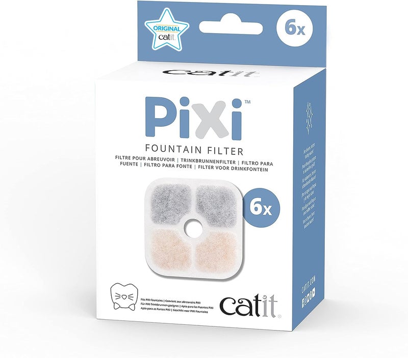 Catit PIXI Cat Drinking Fountain Original Filter, Official Replacement Triple Action Water Filter, 6-Pack, White - Image 1