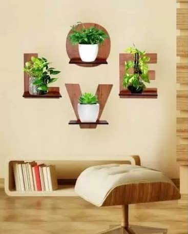 MANDIRAM SSI Crafted Burn Brown Wooden Wall Mounted Floating and Hanging Wall Shelf for Home Living Room Bedroom Balcony Office Decoration Kids Room Interior Decor Use Pack of 1