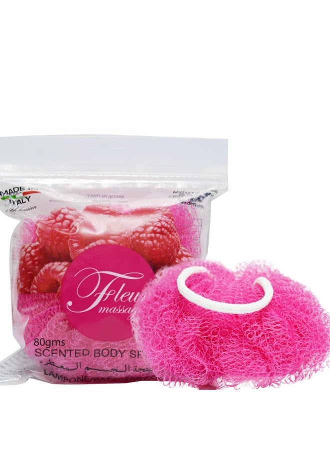 Fleur Massage Bath Sponges Raspberry 80gm | Soft Cleansing Sponge with Sweet Fruity Fragrance