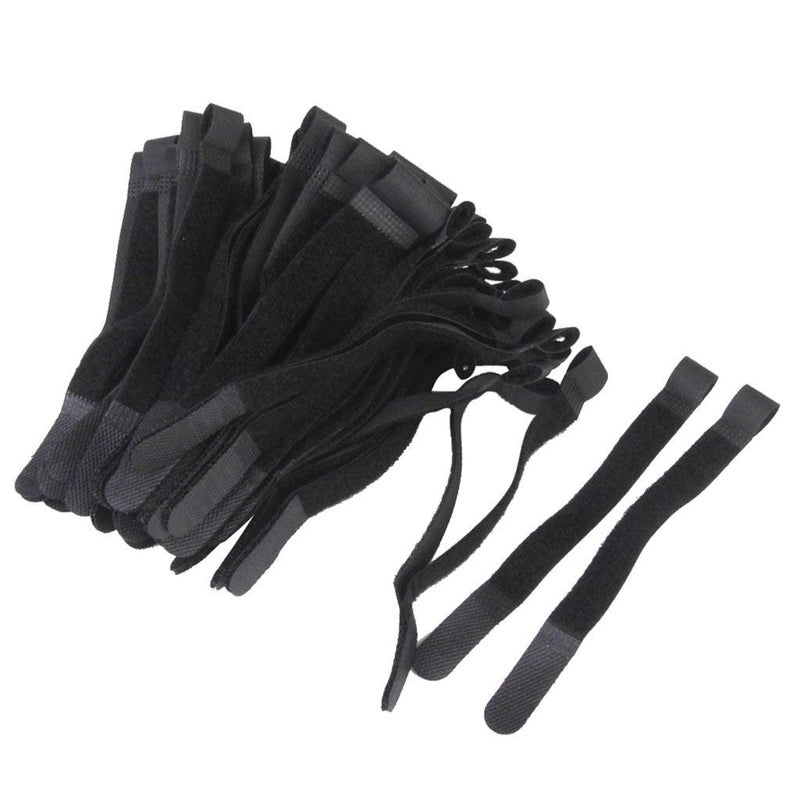 TS Gandhi Nylon Straps Cable Tie Wire Rope Hook and Loop Organiser 10 pcs Black 20mm 470mm  - Image 1