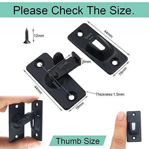 WANLIAN Mini Size 90 Degree Door Latch Sliding Screen Door Latch Barn Door Lock Hasp Latch Clasp Lock Pocket Door Locks and Latches Black Small* - Image 2