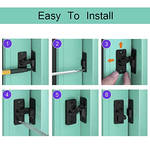 WANLIAN Mini Size 90 Degree Door Latch Sliding Screen Door Latch Barn Door Lock Hasp Latch Clasp Lock Pocket Door Locks and Latches Black Small* - Image 5