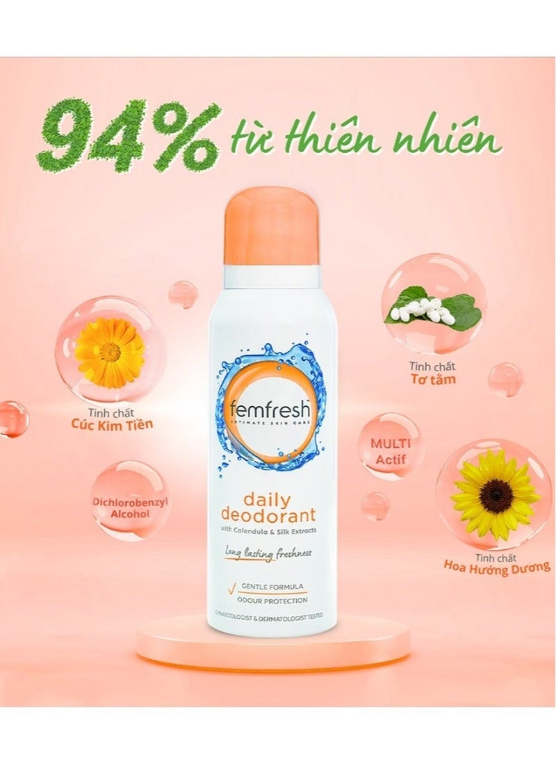 femfresh - Daily Care Freshness Deodorant Spray With Moisuring Silk Extract For Intimate Feminine Areas Care Gentle Refreshing Fragrance And Long-Lasting Comfort Cleanliness Sense 125 ml - Image 1