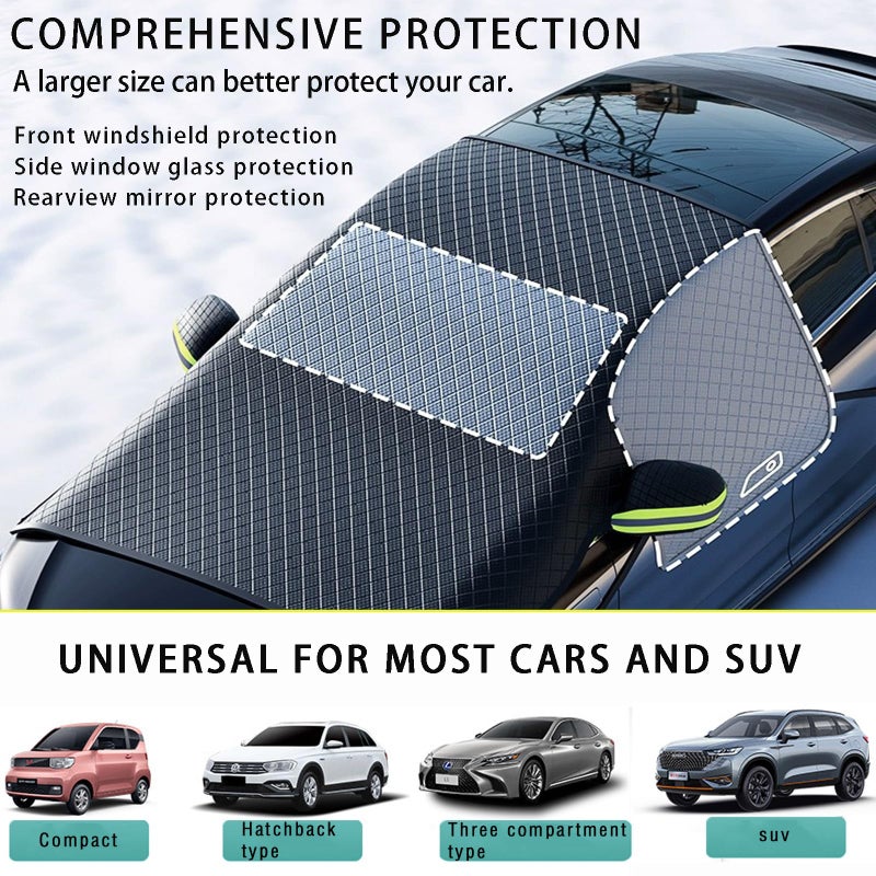HQcontL Windshield Snow Cover, Car Windshield Cover for Ice and Snow, Automotive Large Magnetic Windshield Frost Cover with Side Window and Mirror Protector in Winter, Suitable for Most Vehicle,Sedan,SUV - Image 2
