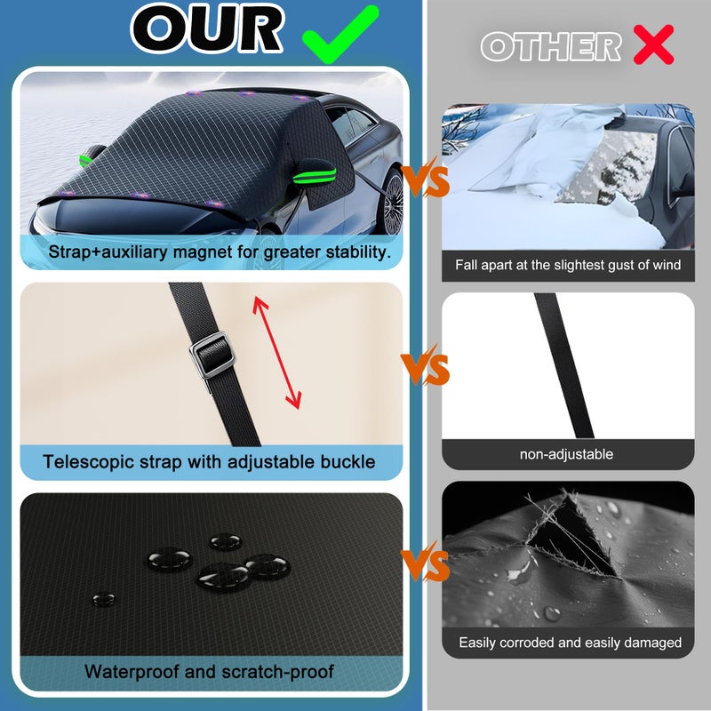 HQcontL Windshield Snow Cover, Car Windshield Cover for Ice and Snow, Automotive Large Magnetic Windshield Frost Cover with Side Window and Mirror Protector in Winter, Suitable for Most Vehicle,Sedan,SUV - Image 5