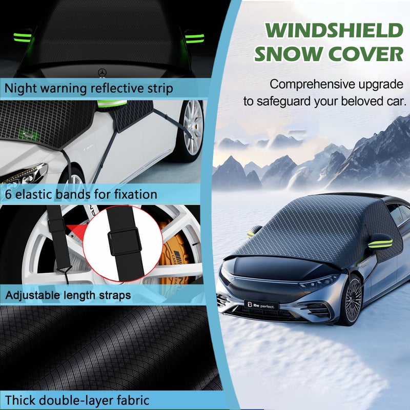 HQcontL Windshield Snow Cover, Car Windshield Cover for Ice and Snow, Automotive Large Magnetic Windshield Frost Cover with Side Window and Mirror Protector in Winter, Suitable for Most Vehicle,Sedan,SUV - Image 3