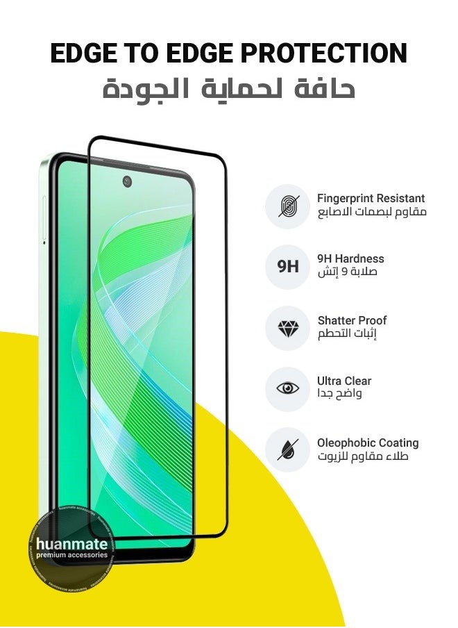 huanmate - Infinix Smart 8 Screen Protector – Premium Edge to Edge Tempered Glass, High Transparency, Delicate Touch, Anti-Explosion, Smooth Arc Edges, Easy Installation - Image 1