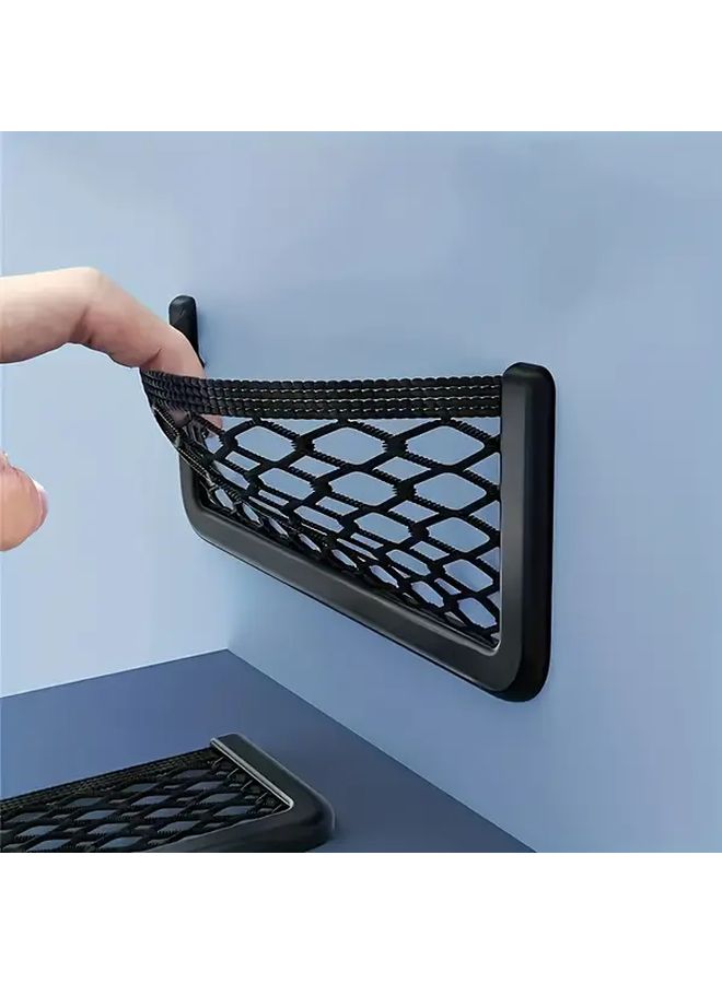 4pcs Heavy Duty Nylon Car Storage Net Bag Set With ABS Hooks Elastic Mesh Tool Free Organizer For SUV Truck RV - Image 1