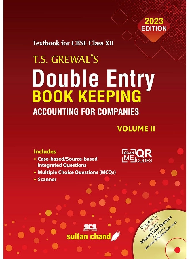 SCS sultan chand T.S. Grewal's Double Entry Book Keeping (Vol. II)- Accounting for Companies: Textbook for CBSE Class 12 (2023-24 Examination)  - Image 1