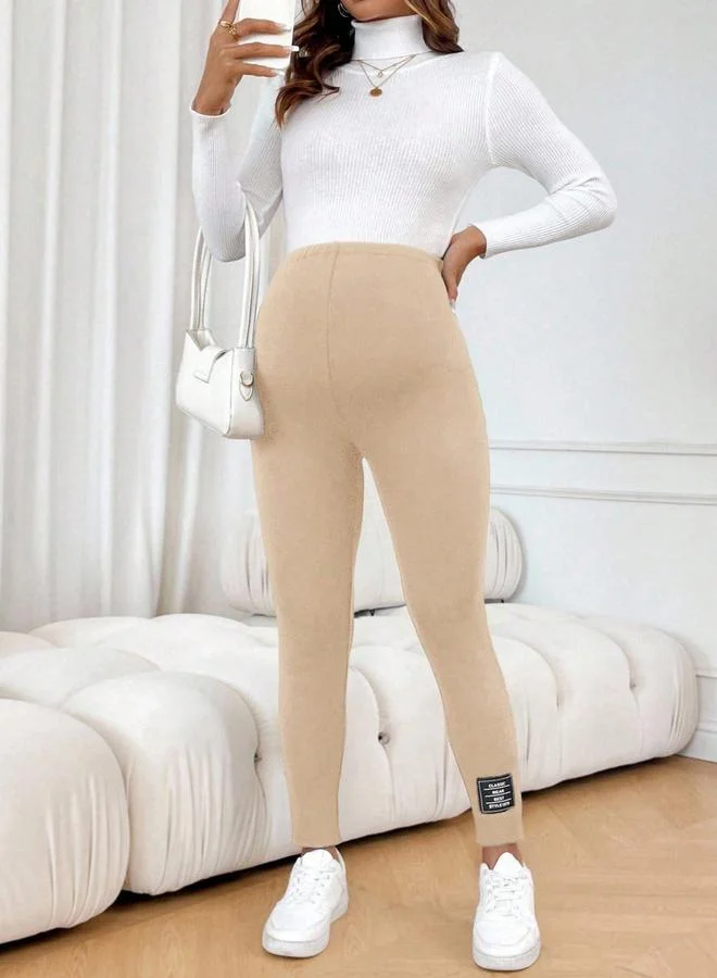 تايك تو Women's Solid Fleece-lined Maternity Leggings