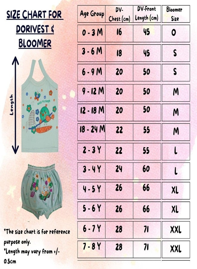 TIXY Set of 6 Sleevless Camisoles and Bloomers for Baby Girls and Kids | Soft and Comfortable Cotton | Stylish and Cute Designs (Multicolor) - Image 5