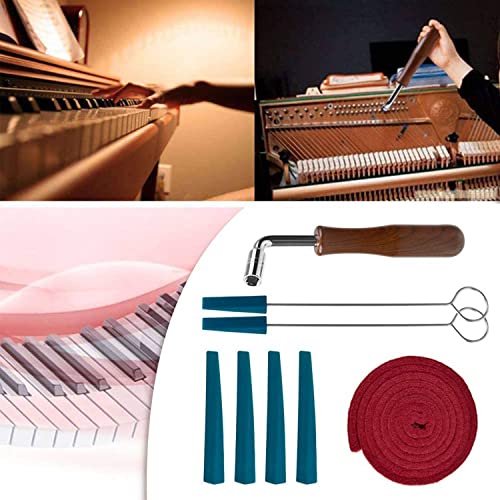 CUGLB Piano Tuning Kit, CUGLB Professional Piano Tuner Kit Including Tuning Wrench Hammer, Temperament Strip, Mute Set, DIY Fixing Set (8 pcs in Pack) - Image 2