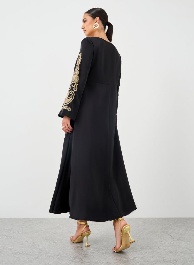 Take Two Embroidered Lace Trim Long Sleeve Maxi Dress - Image 5