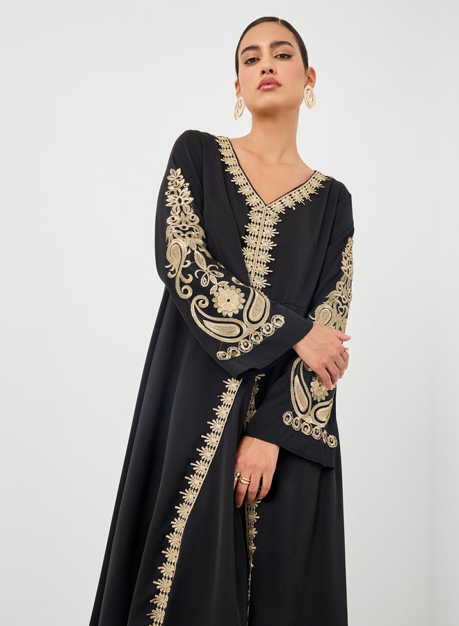 Take Two Embroidered Lace Trim Long Sleeve Maxi Dress - Image 3