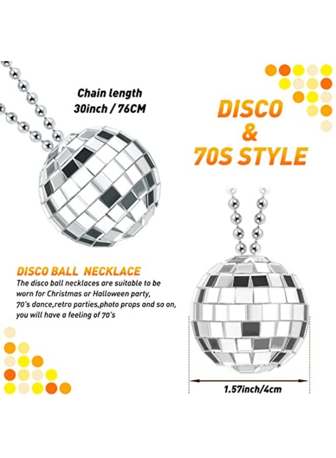 12 Piece Mirror Disco Ball Costume Necklaces 70s Disco Party Necklaces Accessory for Home Decorations, 1.57 Inch Stage Props, Game Accessories, Party Favor and Supplies - Image 5
