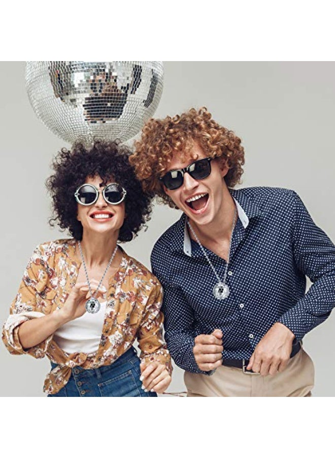 12 Piece Mirror Disco Ball Costume Necklaces 70s Disco Party Necklaces Accessory for Home Decorations, 1.57 Inch Stage Props, Game Accessories, Party Favor and Supplies - Image 2