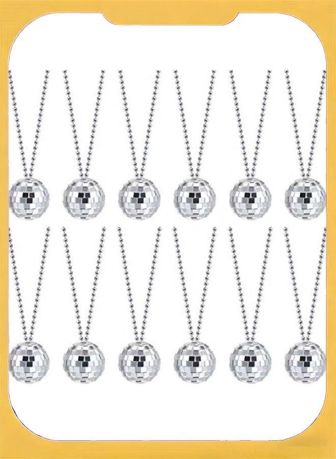 12 Piece Mirror Disco Ball Costume Necklaces 70s Disco Party Necklaces Accessory for Home Decorations, 1.57 Inch Stage Props, Game Accessories, Party Favor and Supplies - Image 1