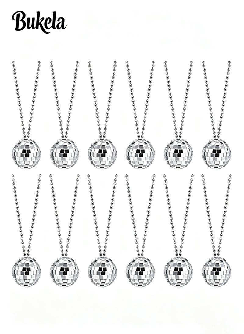 Bukela 12 Piece Mirror Disco Ball Costume Neckaces 70s Disco Party Necklaces Accessory for Home Decorations, 1.57 Inch Stage Props, Game Accessories, Party Favor and Supplies - Image 1