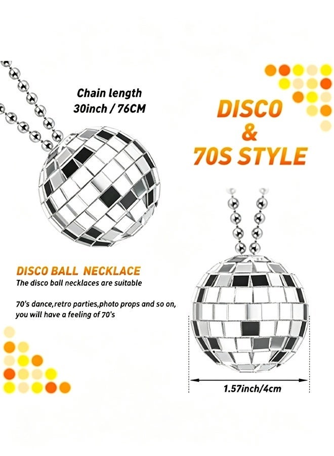 Bukela 12 Piece Mirror Disco Ball Costume Neckaces 70s Disco Party Necklaces Accessory for Home Decorations, 1.57 Inch Stage Props, Game Accessories, Party Favor and Supplies - Image 2