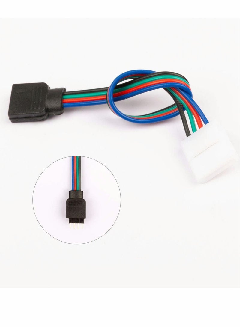 Captaintech 4 Pin RGB Male and Female Connector Wire Cable with 10 x Male 4 Pin Plugs, Light Strip Connector for 5050 3528 RGB LED Light Strip(10 Pack) - Image 2
