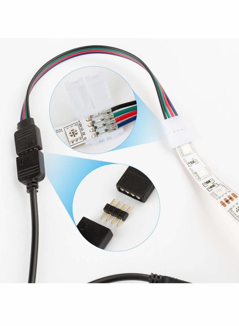 Captaintech 4 Pin RGB Male and Female Connector Wire Cable with 10 x Male 4 Pin Plugs, Light Strip Connector for 5050 3528 RGB LED Light Strip(10 Pack) - Image 3