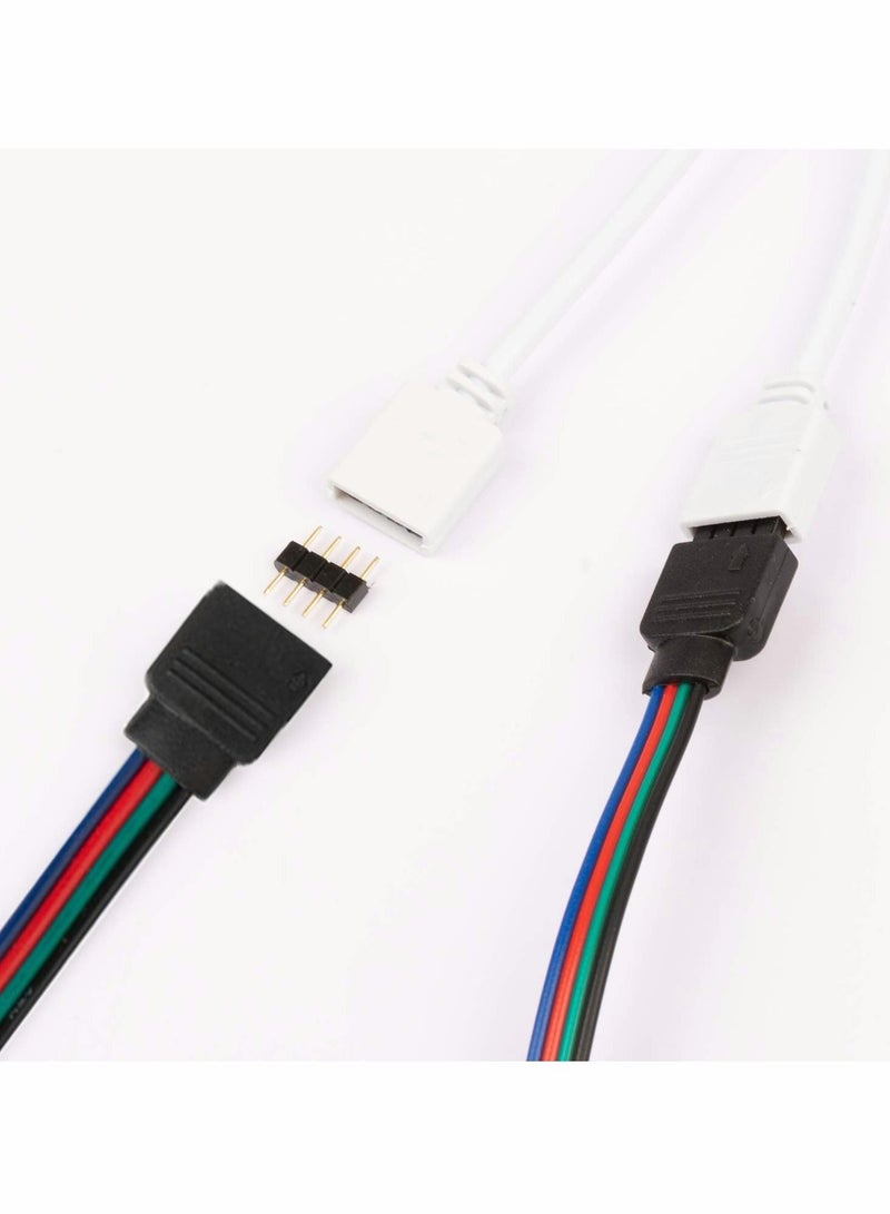 Captaintech 4 Pin RGB Male and Female Connector Wire Cable with 10 x Male 4 Pin Plugs, Light Strip Connector for 5050 3528 RGB LED Light Strip(10 Pack) - Image 4