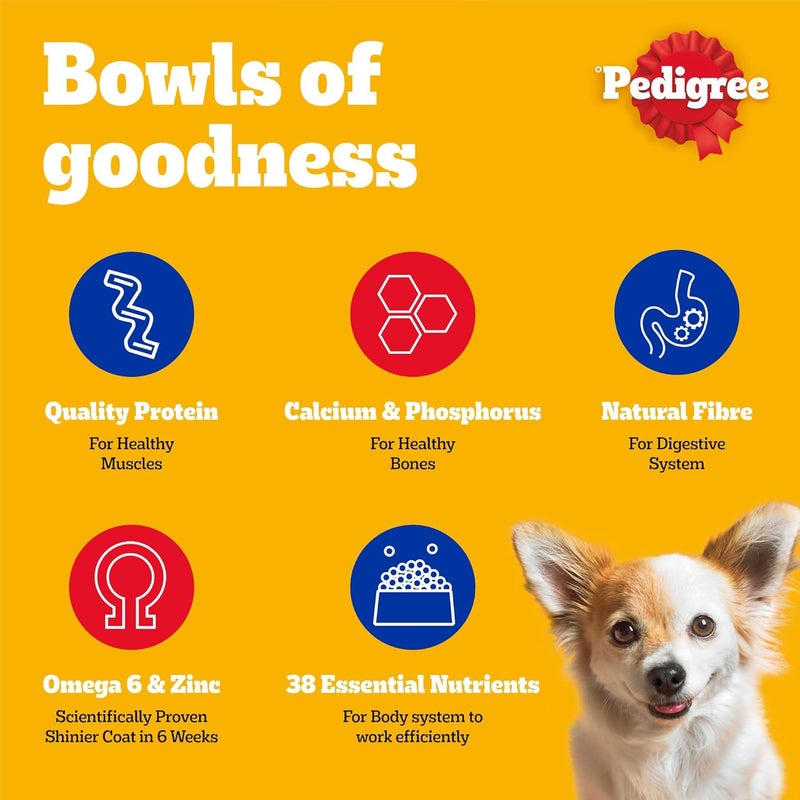 Pedigree Balanced universal design Dog Food, Adult Mini, Beef, Lamb & Vegetables Flavour Dog Food Dry, 1.5Kg (Pack of 6), Complete & Balanced Dog Dry Food For Mini Adult Dogs 9 Months and Up Odor free color - Image 3