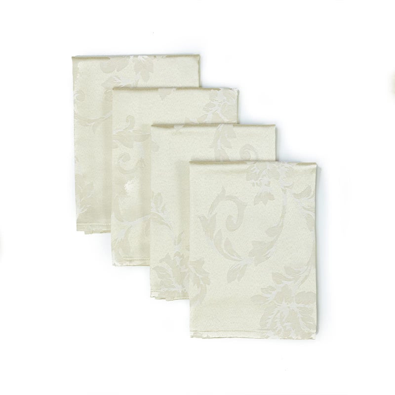Benson Mills Harmony Scroll Woven Damask Fabric Set of 4 Napkins, Everyday, Parties, Special Occasions, Weddings and Holiday Cloth Napkin (18" x 18" Napkins, Birch) - Image 1