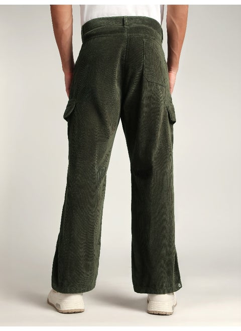 Olive Oversize Corduroy Cargo Pants