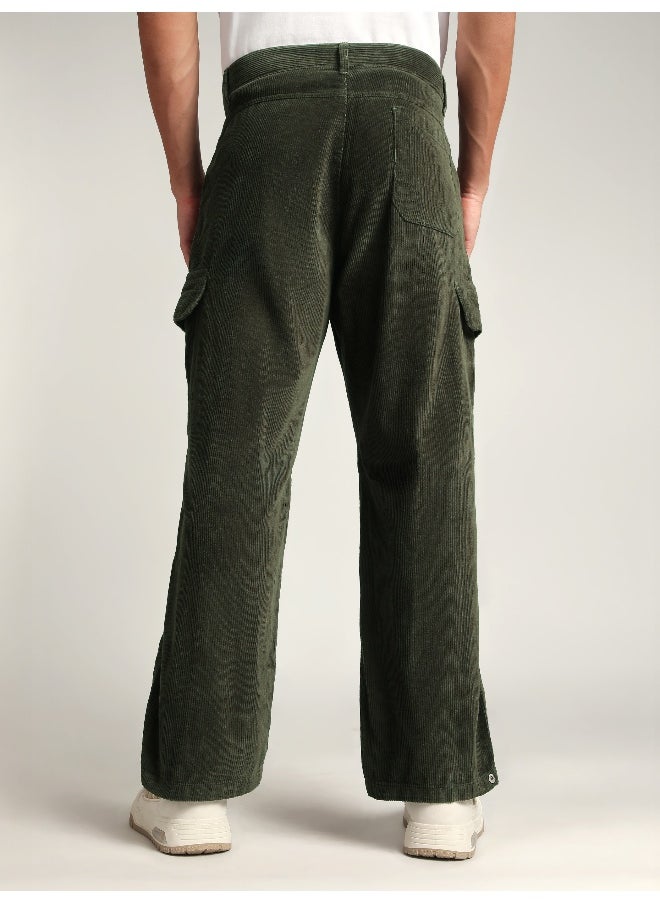 Beyoung Olive Oversize Corduroy Cargo Pants  - Image 1